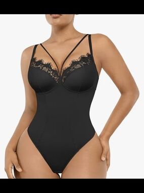 SHAPELLX  Lace Shapewear Thong Body Shaper #1414
